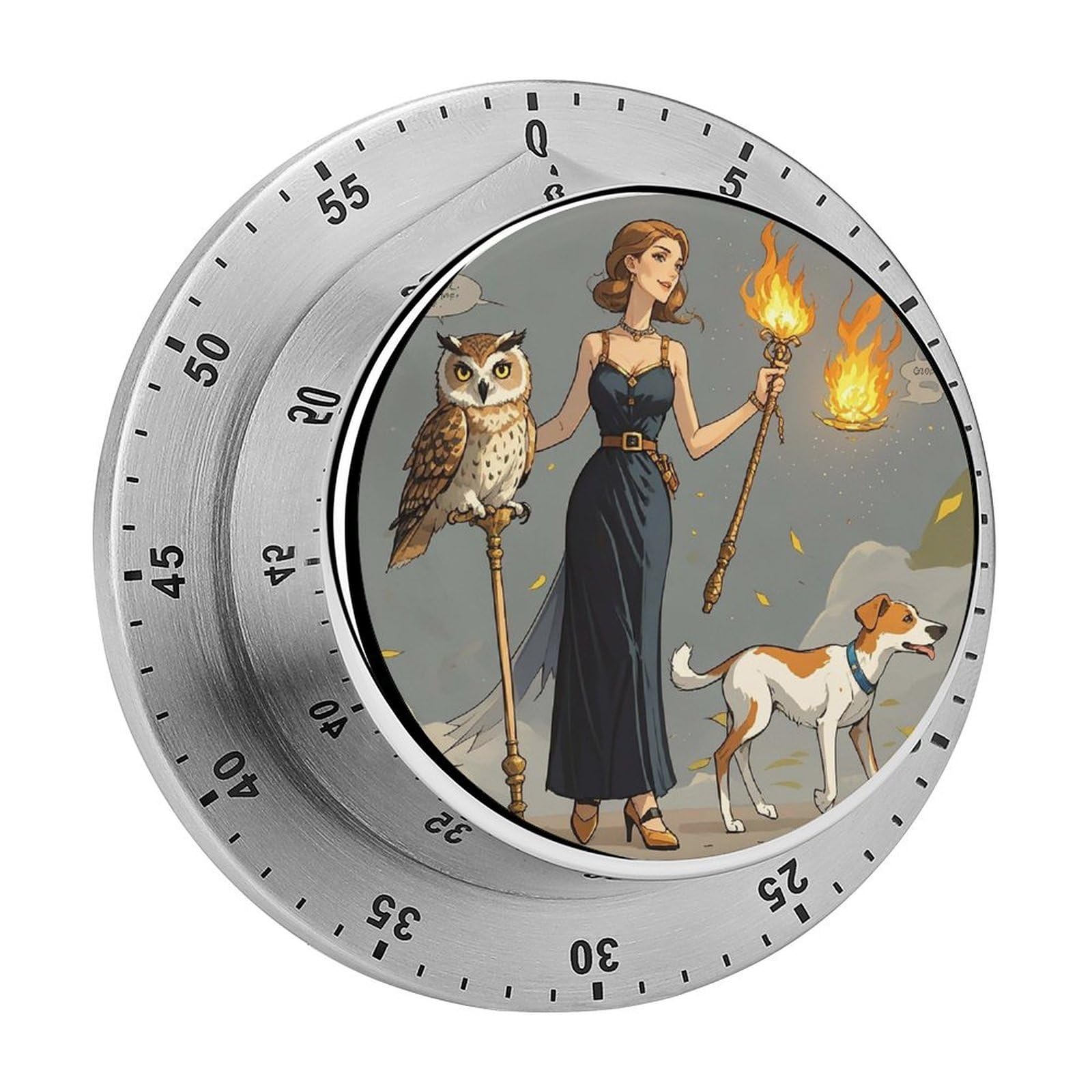 Ms. Owl Printed Waterproof Christmas Timer with Loud Alarm Outdoor Timer for Cooking Exercise Baking
