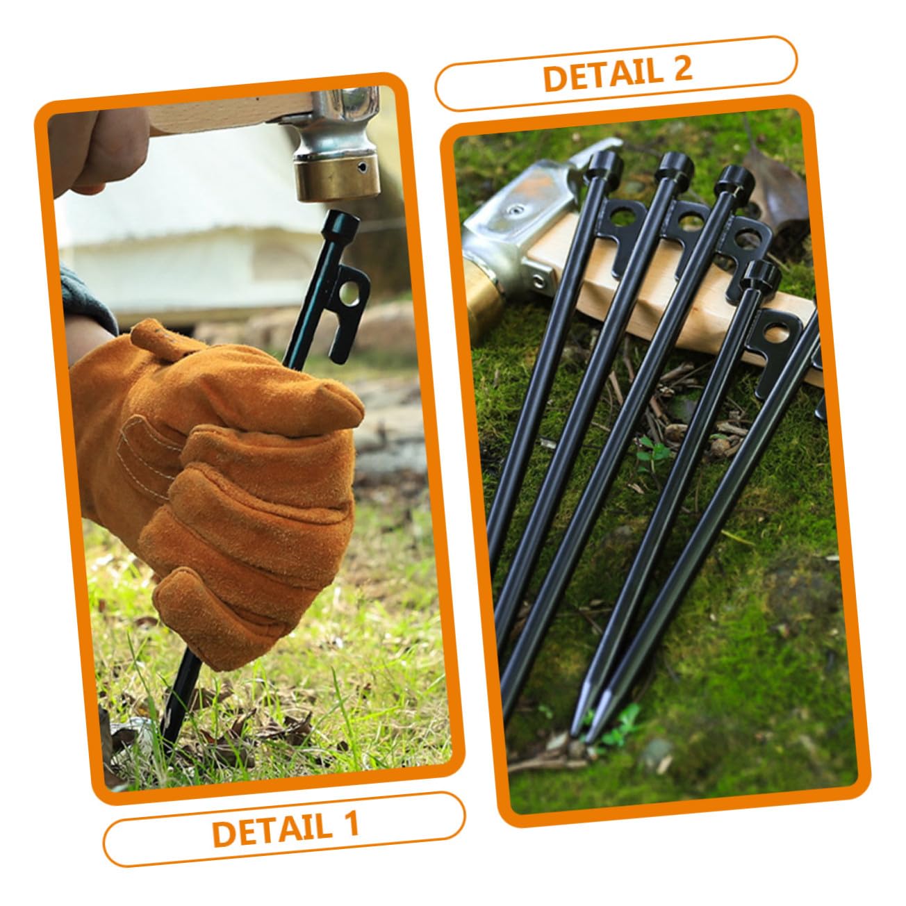 10 pièces Piquets de Tente Métal Piquets de Fixation Sol Robustes Anti-Vent pour Camping Extérieur Accessoires Tente