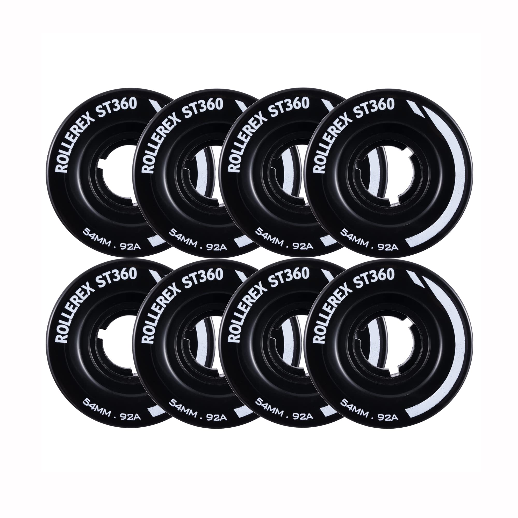 Rollerex ST360 92A Roller Skate Wheels (8-Pack) (Color Options) - Indoor Outdoor - Use for Quad Skate Wheel Replacement (Steel Black)