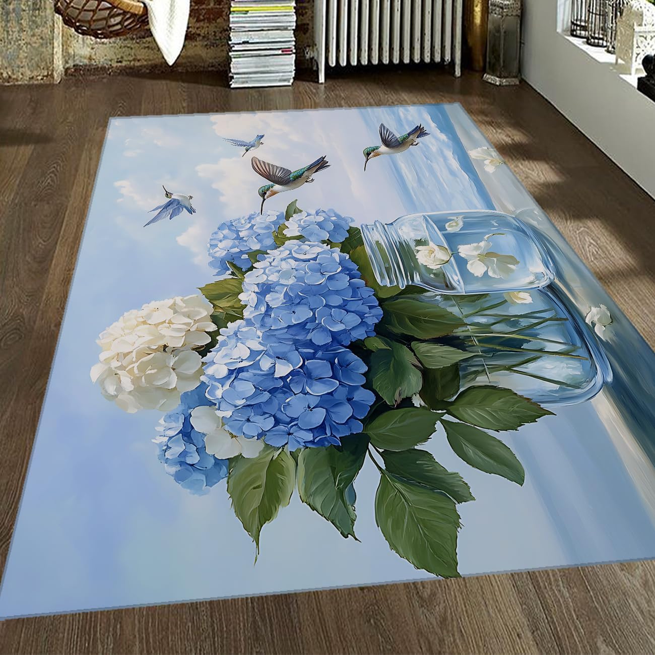 Tapis fleurs et colibri pour un salon chaleureux et une chambre au style impressionniste