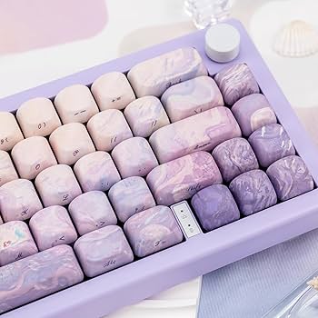kappa sliver セット(taro purple) Taro Purple Black Thene Keycap Set For Mechanical Keyboard