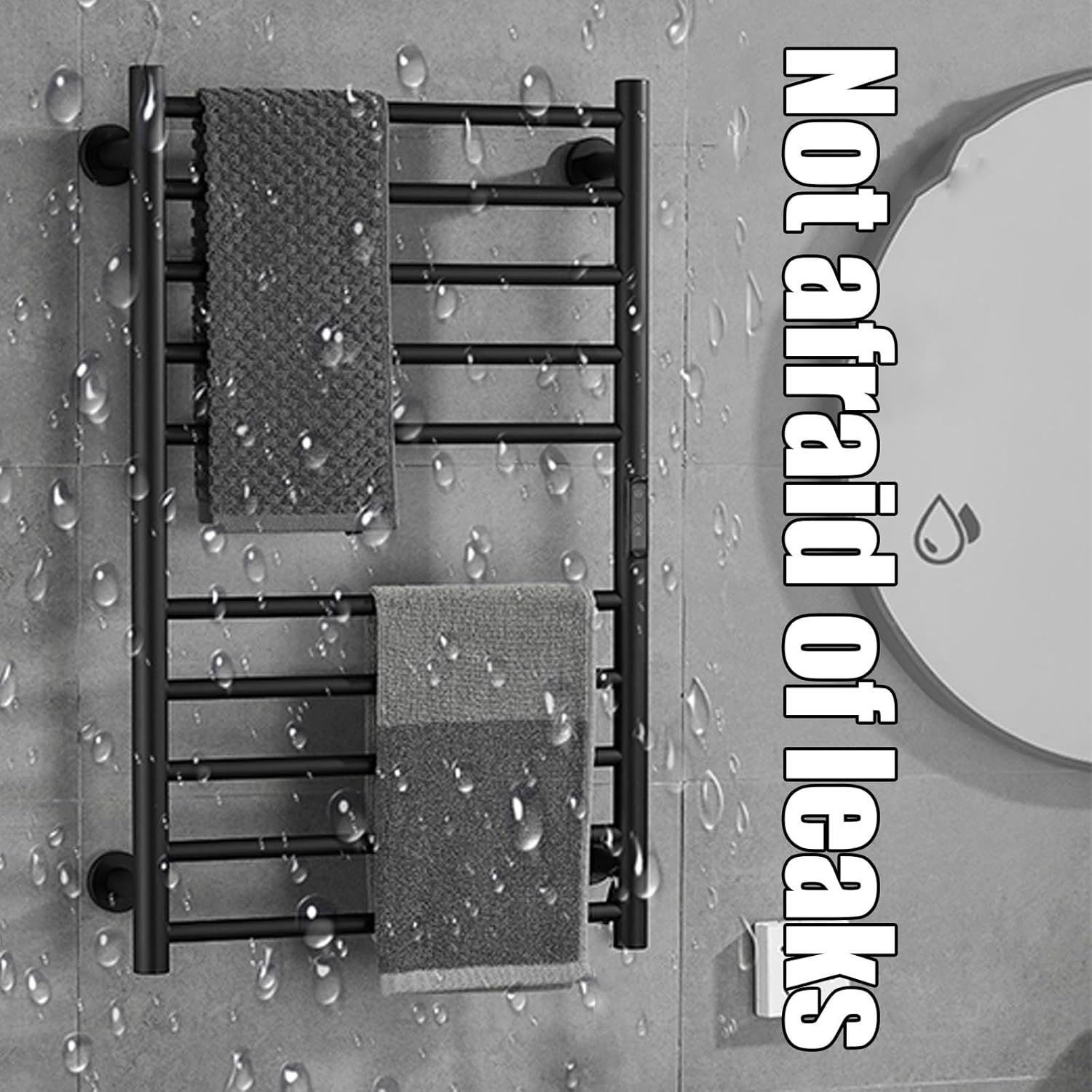 Black,Plug in Right,Stainless Steel Heated s Thermostatic,Rack,Wall-Mounted Electric Towel Dryer for Bathroom, Spa, Hotels