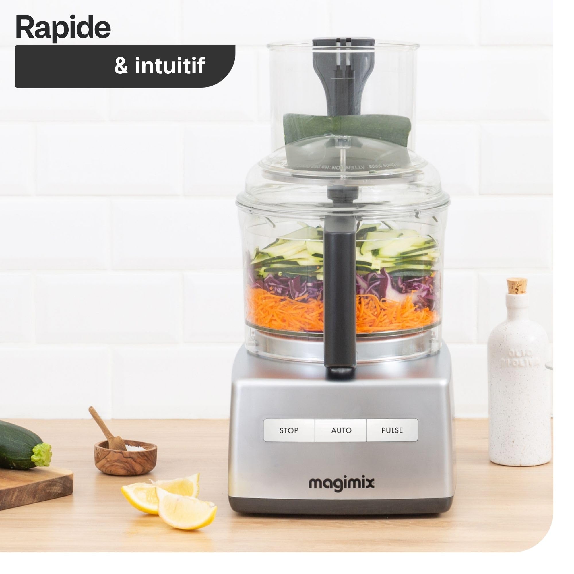 Magimix Robot de Cuisine Multifonction CS 5200 XL - Hachoir, Blender, Presse Agrumes - Bol Magimix 5200 xl 3,6L - Fabriqué EN FRANCE - Noir