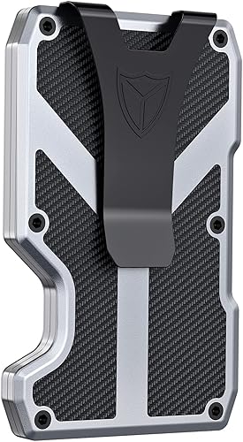 DONWORD Minimalist Wallet for Men RFID Blocking Aluminum Wallet Carbon Fiber Card Case Metal Wallet Minimalist Front Pocket Card Holder Cash Strap