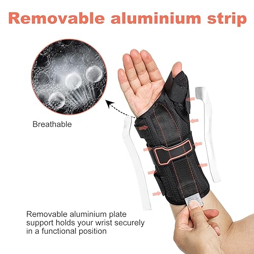 Miniatura 3 de Muñequera con férula espica para el pulgar para tenosinovitis de De Quervain, tendinitis, artritis, esguinces, dolor en el túnel carpiano