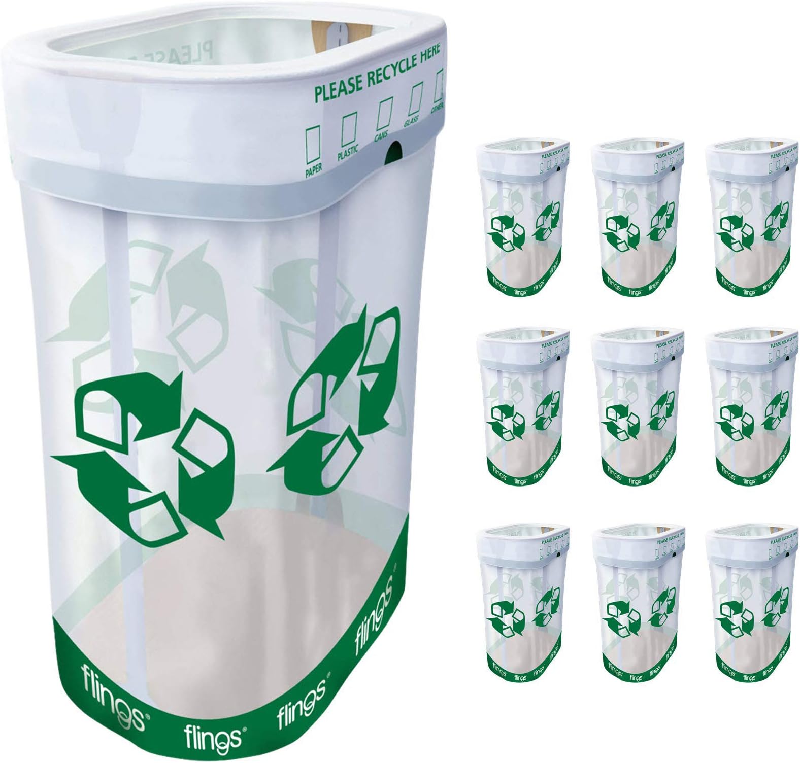 Trashco Flings Bins POP UP Recycle Bins - 10 Pack
