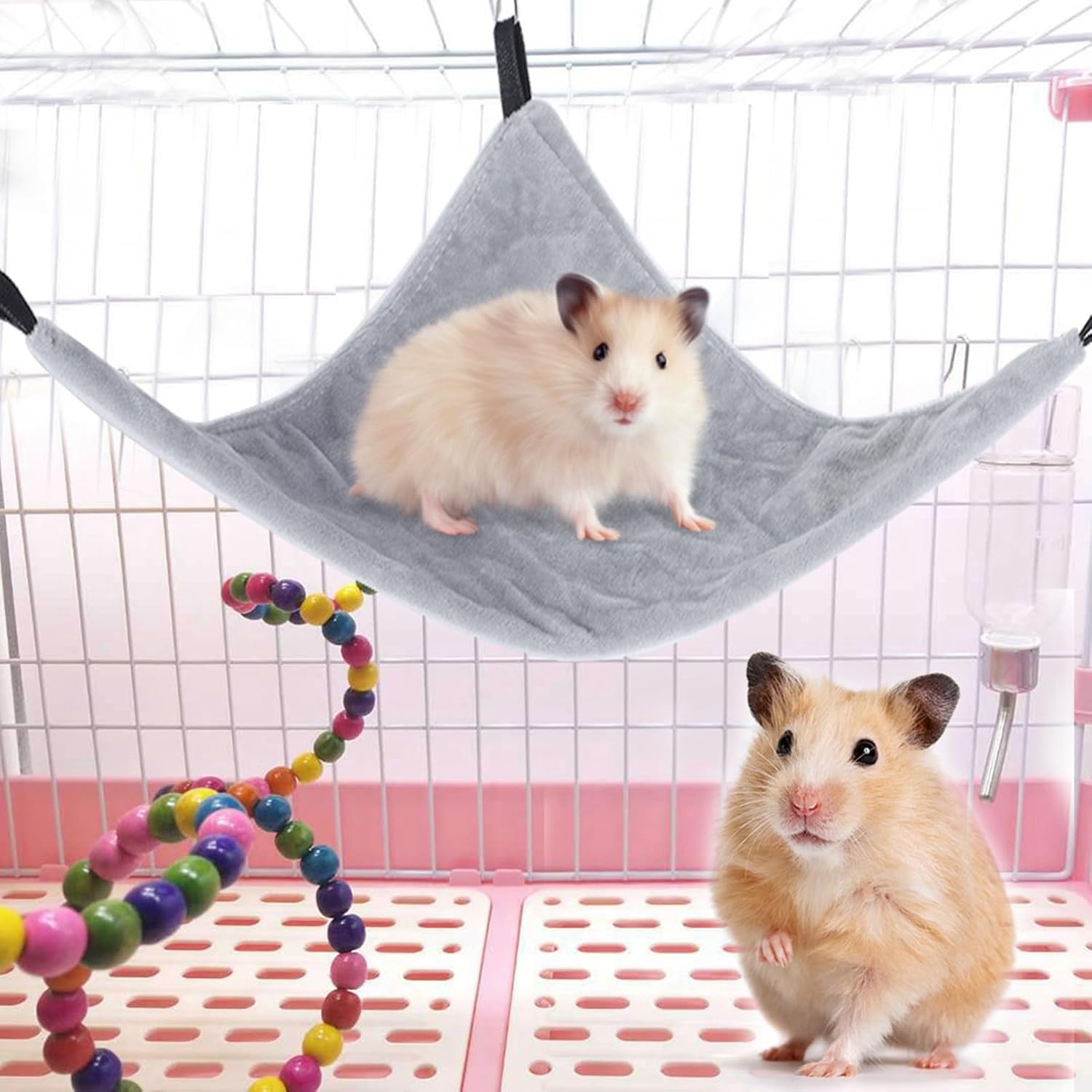 Zerodis Hamster Hammock for Small Pet Triangle Hammock Hanging Bed for Squirrel Hamster Sugar Glider Guinea Pig(Gray)