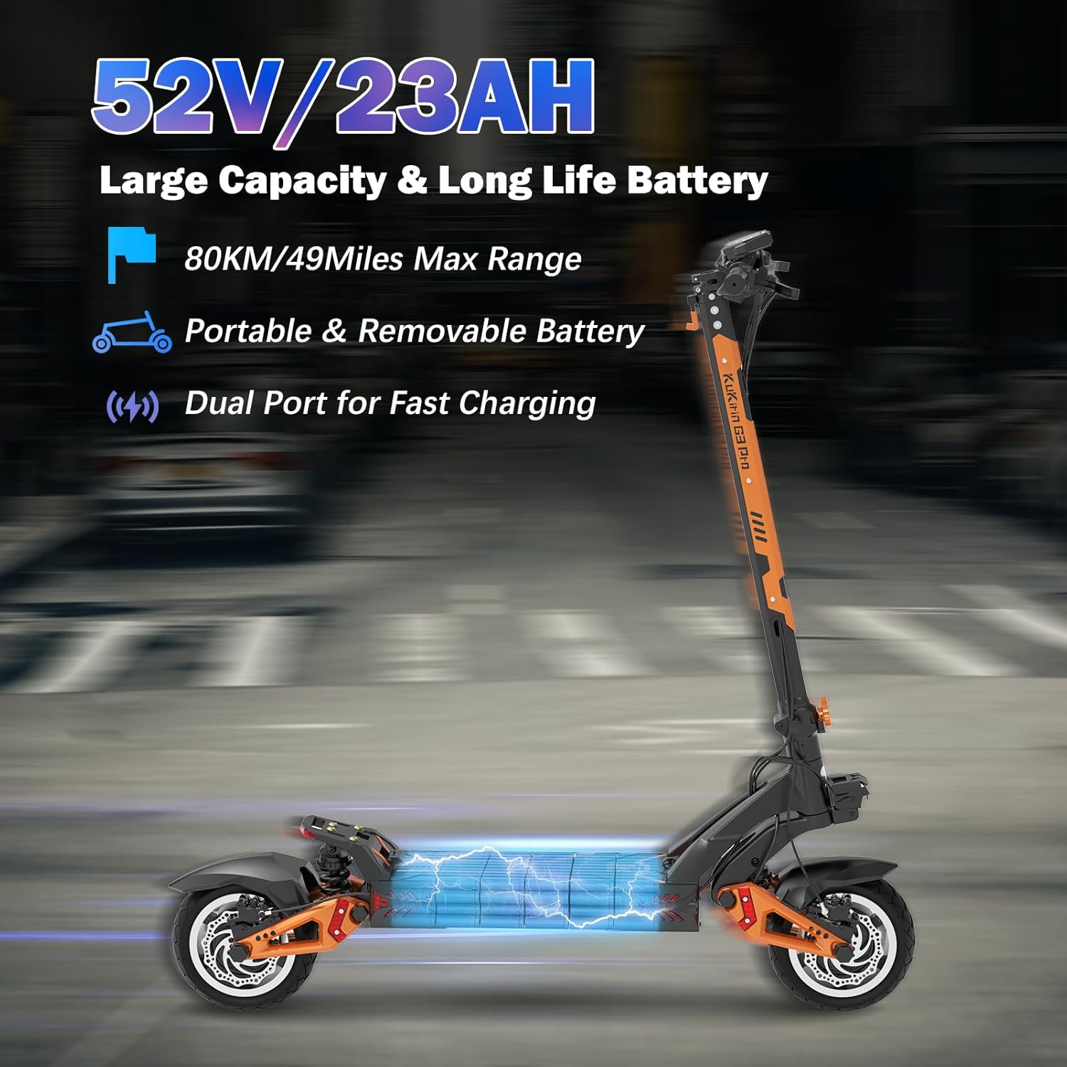 KuKirin G3PRO Electric Scooter with battery charging illustration