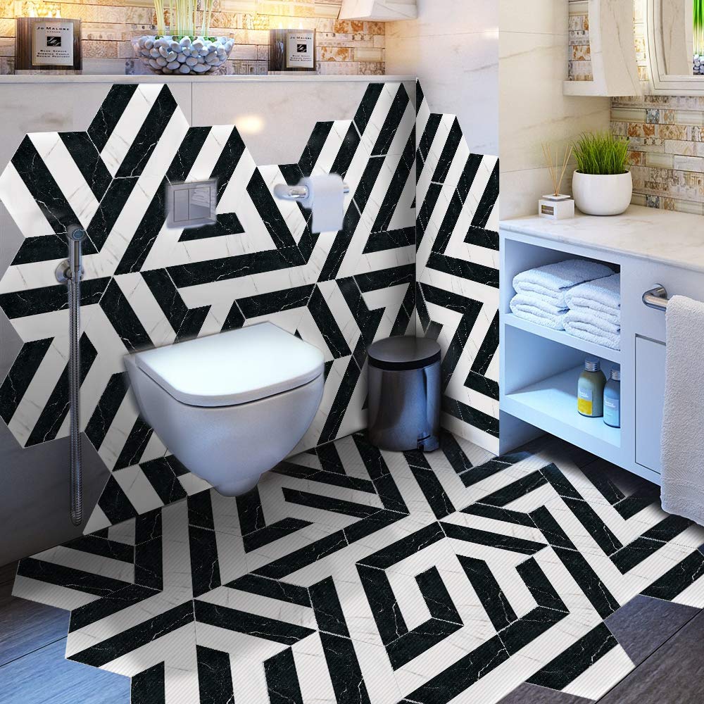 Vinyl Fliesen Bodenaufkleber Wasserdicht - 10 Stück Sechseck Holzoptik