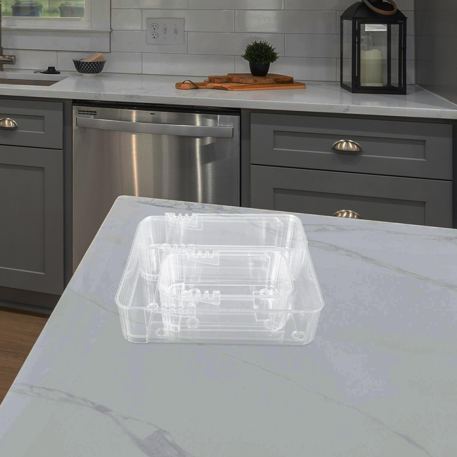 Juego de 3 organizadores de cajones expandibles (mano pequeña grande), divisor ajustable para oficina, cocina, tocador, contenedor de almacenamiento transparente, solución que ahorra espacio