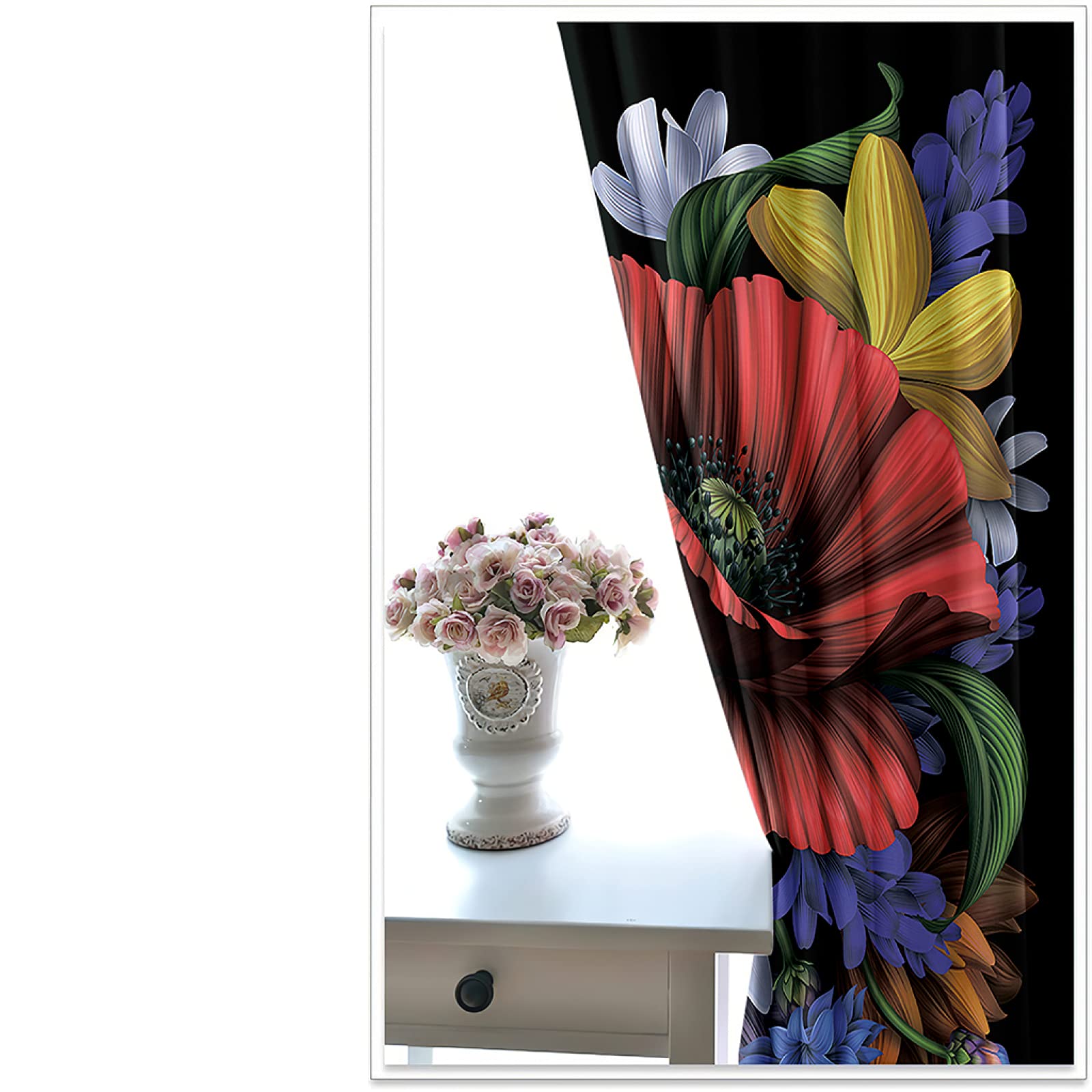 Vorhang Blickdicht Verdunklungsvorhänge Gardienen 2-SetBlume 150x166cm