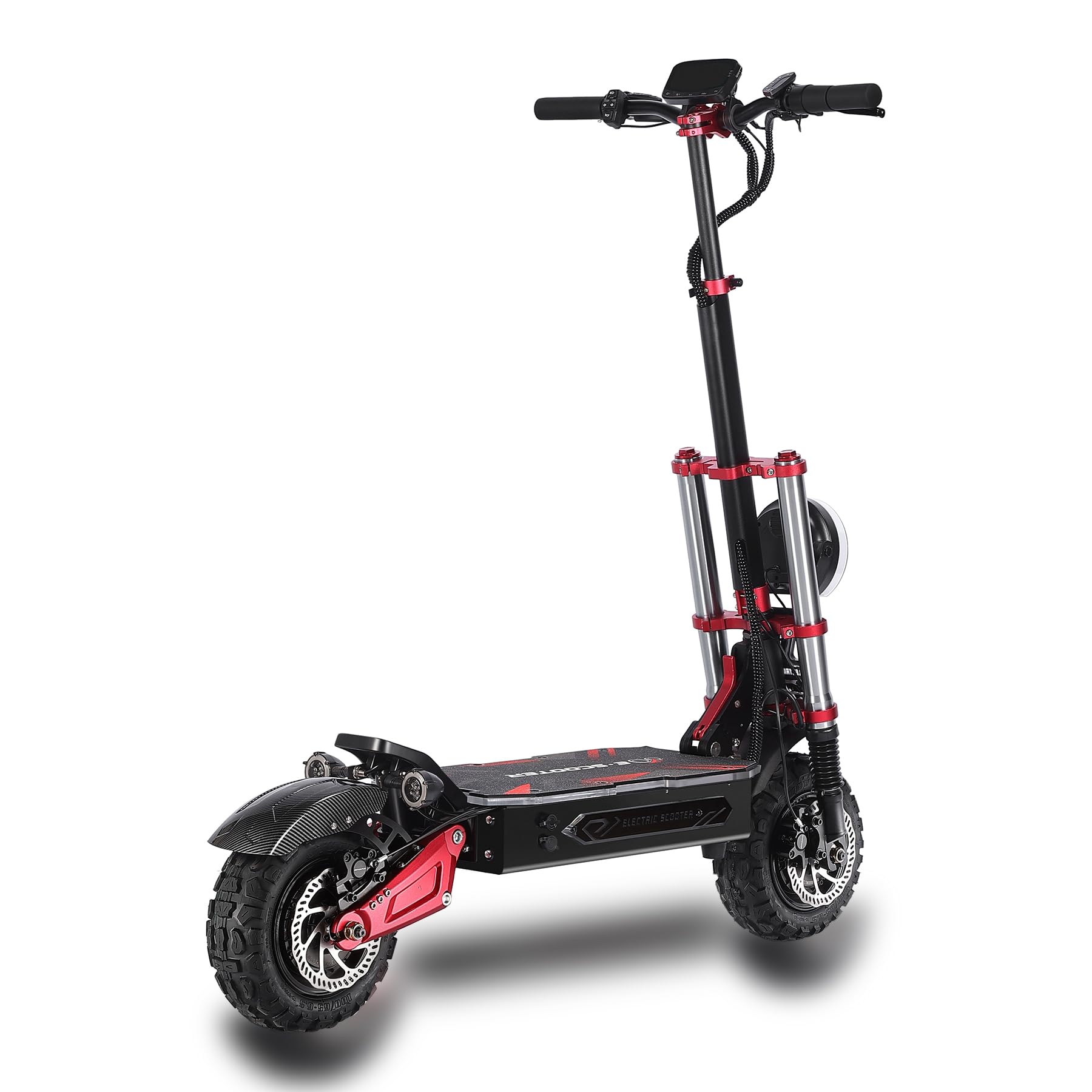 HWWH Scooter Elettrico Adulto Monopattino Elettrici Potente da Sterrato Veloce Manopola dell'acceleratore Doppio Motore Fuoristrada Pneumatici per Tutti i Terreni da 11in litio Batteria 60V 40Ah