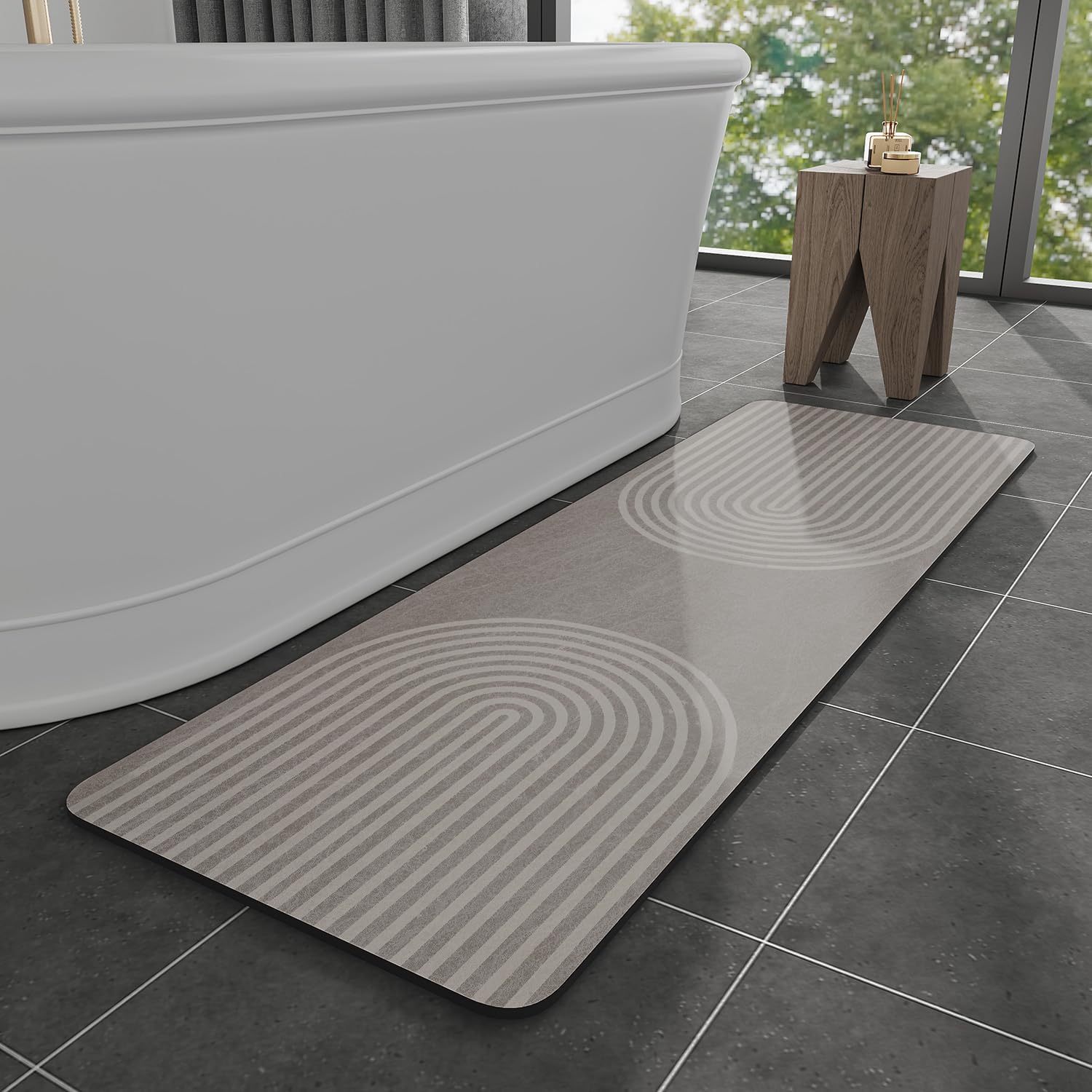 Amazon.com: MontVoo -Bath Mat-Non Slip Thin Bathroom Rugs Fit Under Door- Quick Dry Absorbent ...