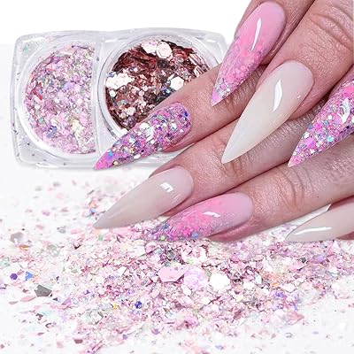 12 Boxes/Set Holographic Nail Glitter Mermaid Powder Flakes Shiny Charms Hexagon Nail Art Pigment Dust Decoration Manicure