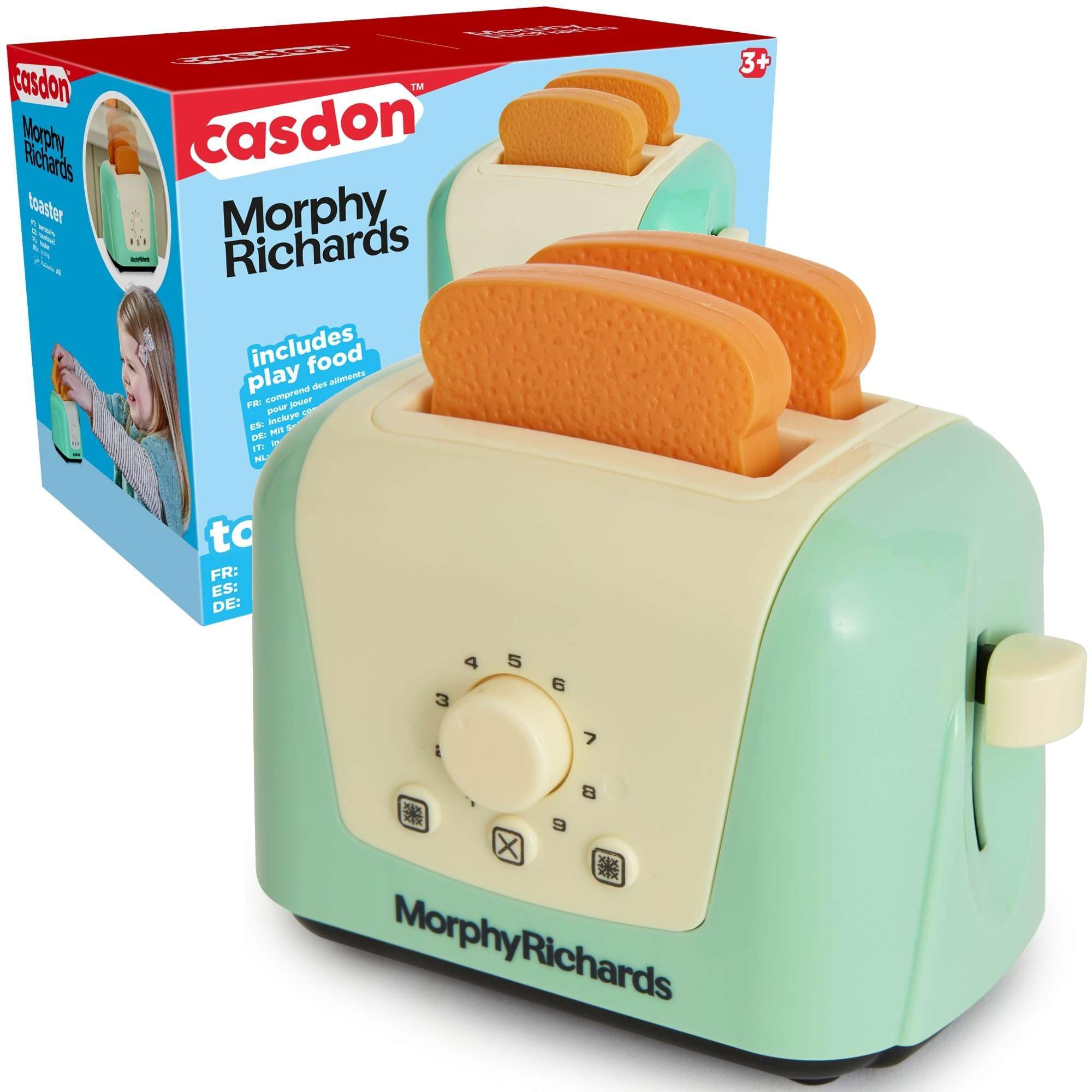 Casdon Morphy Richards Toaster | Pop-Up Toy Toaster For Children Aged 3+ | Includes 2 Pieces Of Pretend Toast For Realistic Play!