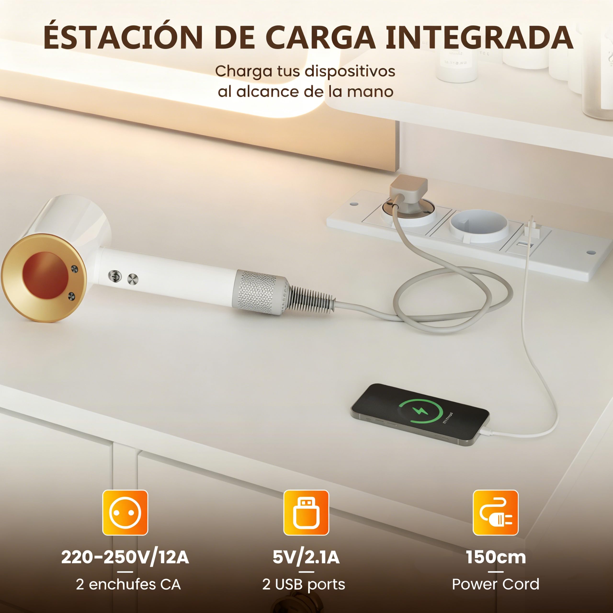 YOUDENOVA Tocador Maquillaje con Espejo LED, Tocador Grande con 2 Vitrinas RGB, 7 Cajones, Organizador de Joyas, Iluminación Regulable, Enchufes y USB Integrados, Mesa de Maquillaje Moderna, Blanco