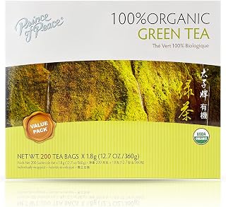 Prince of Peace 100% Organic Green Tea Family Size 200 Bags - Pure, Bold Flavor Oolong Alternative