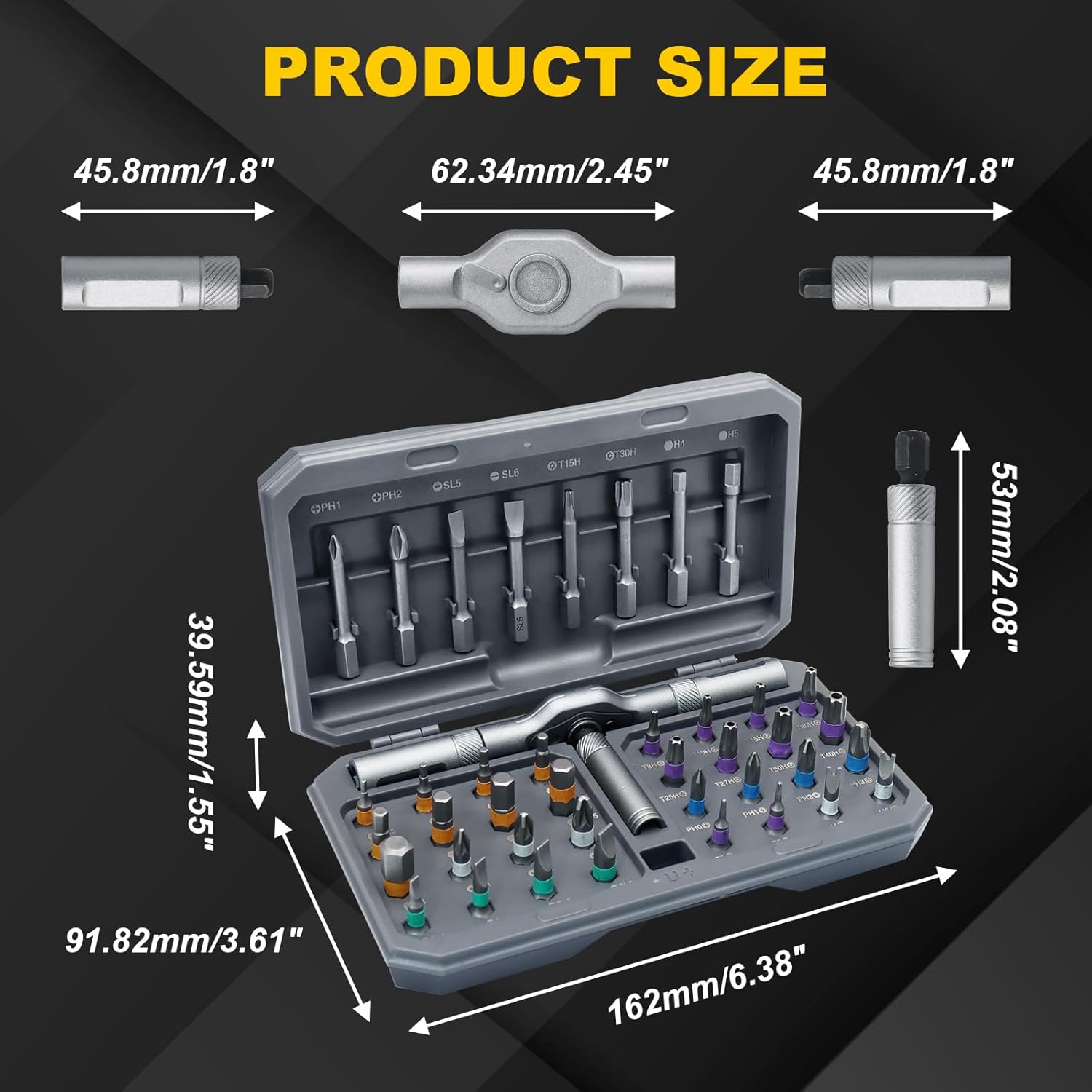 Uenhoy 42 in 1 Magnetic Screwdriver Set, Ratchet Screwdriver Set with Detachable Ratchet Handle, Precision Repair Tool Kit for Furniture Computer DIY Repairing, Black