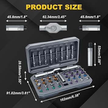 Uenhoy 42 In 1 Ratchet Screwdriver Set 40 Bits S2 Steel Magnetic Black