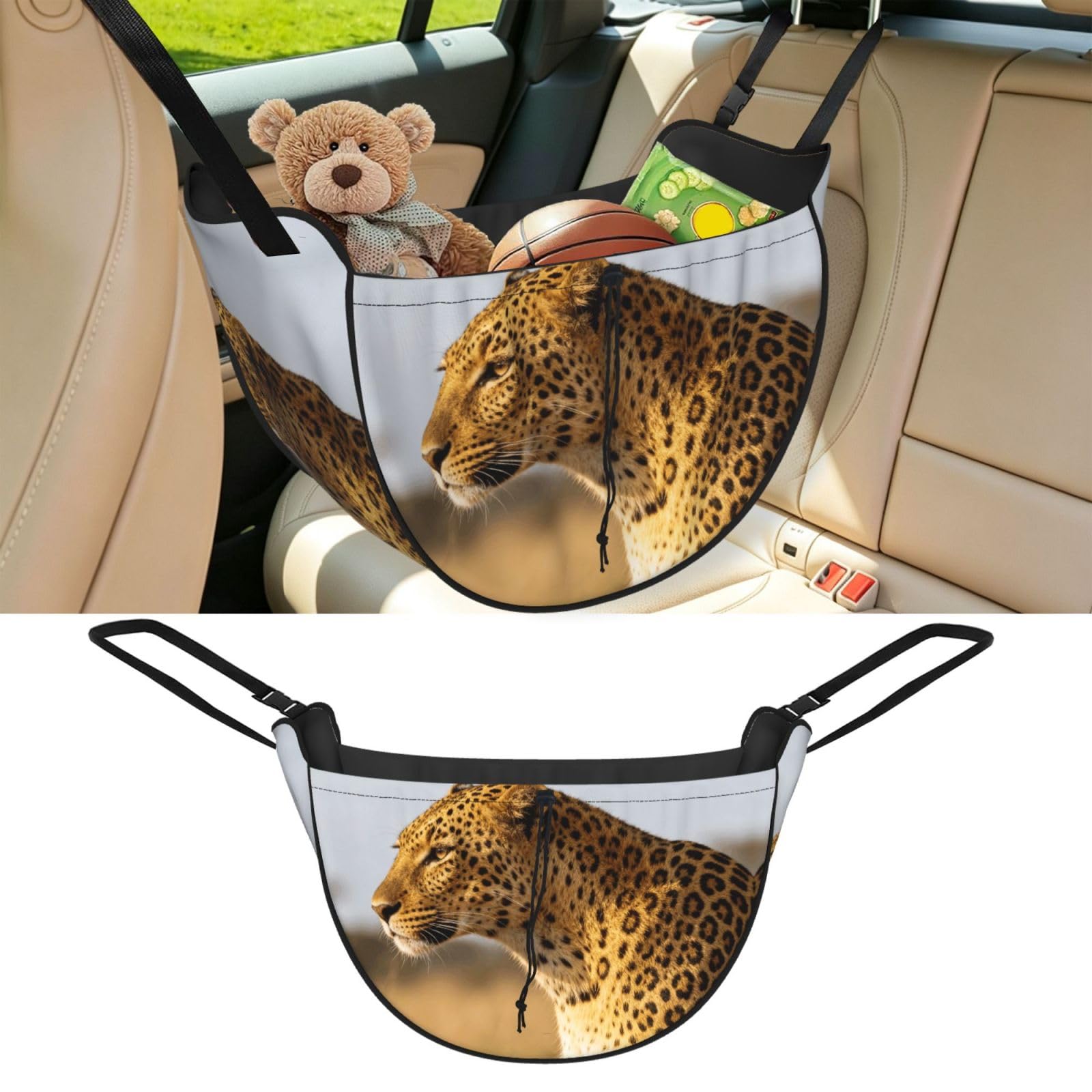 Cntdbu Black African Leopard Car Seat Organizer-Backseat Storage Bag For Travel