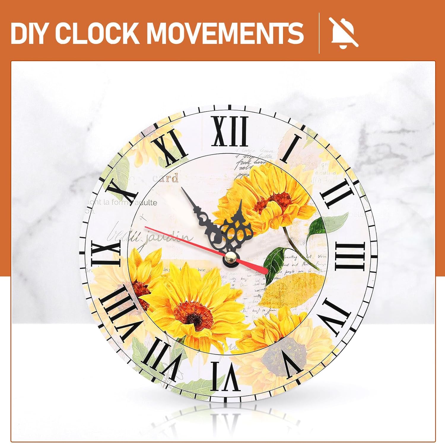 BIUDECO Small Silent Wall Clock Mechanism Repair DIY Kit Red and Black Hands Durable Plastic Compatible 10-12CM Clocks Replacement for Projects