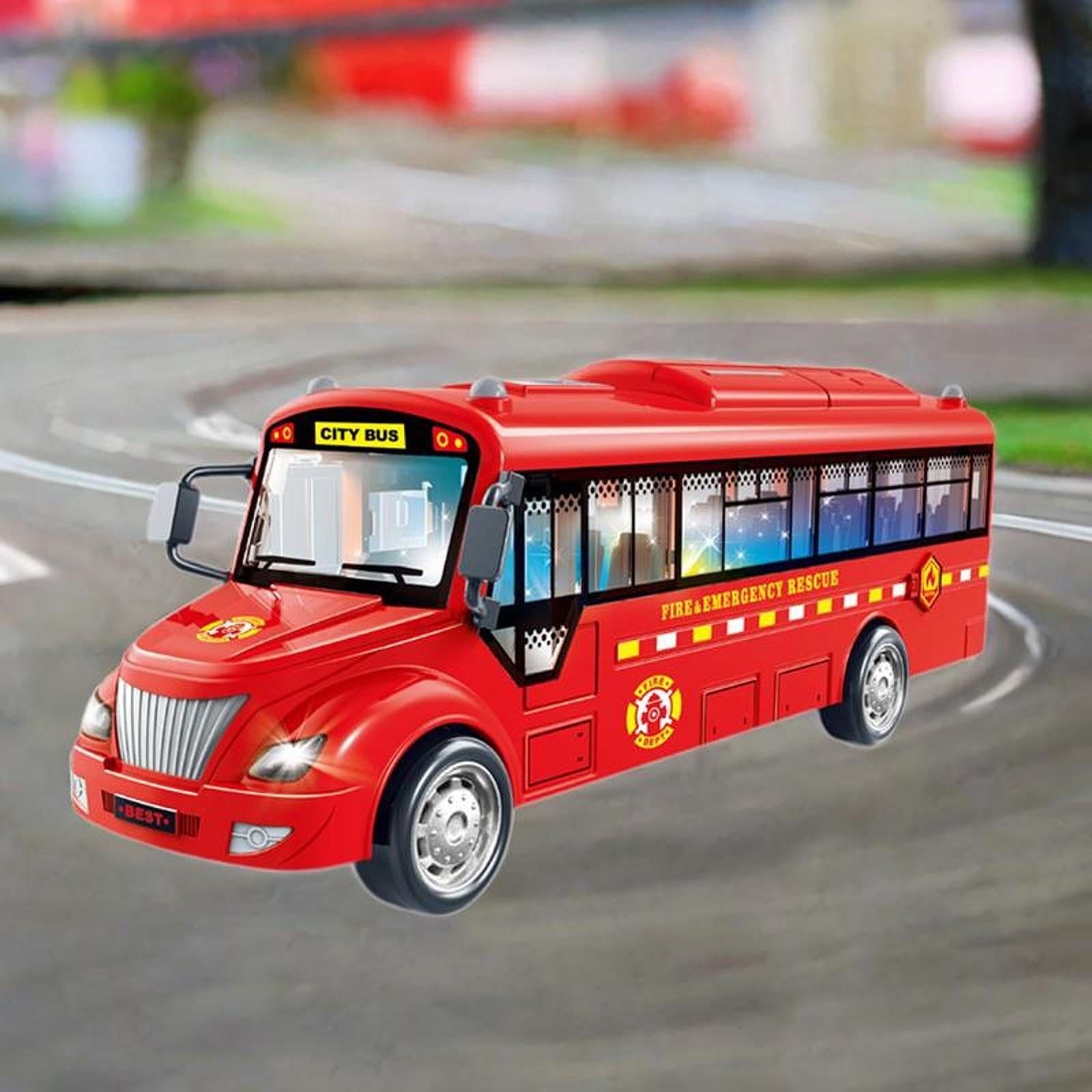 City Bus Spielzeug Bus Spielzeug Auto Modell mit Realistischen Geräuschen Offene Türen Und Lichtfunktionen für Kinder für Klassenzimmerpreise Partyges, Feuer Notfall