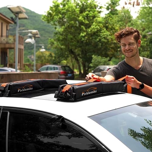 Miniatura 7 de Almohadillas suaves para portaequipajes para techo de automóvil, capacidad de carga de 176 libras, para kayak, tabla de surf, SUP, canoa, con correa