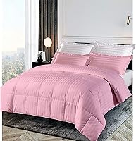 Vista 6 de Juego de edredón de 3 piezas con costuras en caja a rayas moradas de 500 GSM, potencia de relleno, 100% algodón egipcio, edredón acolchado olímpico