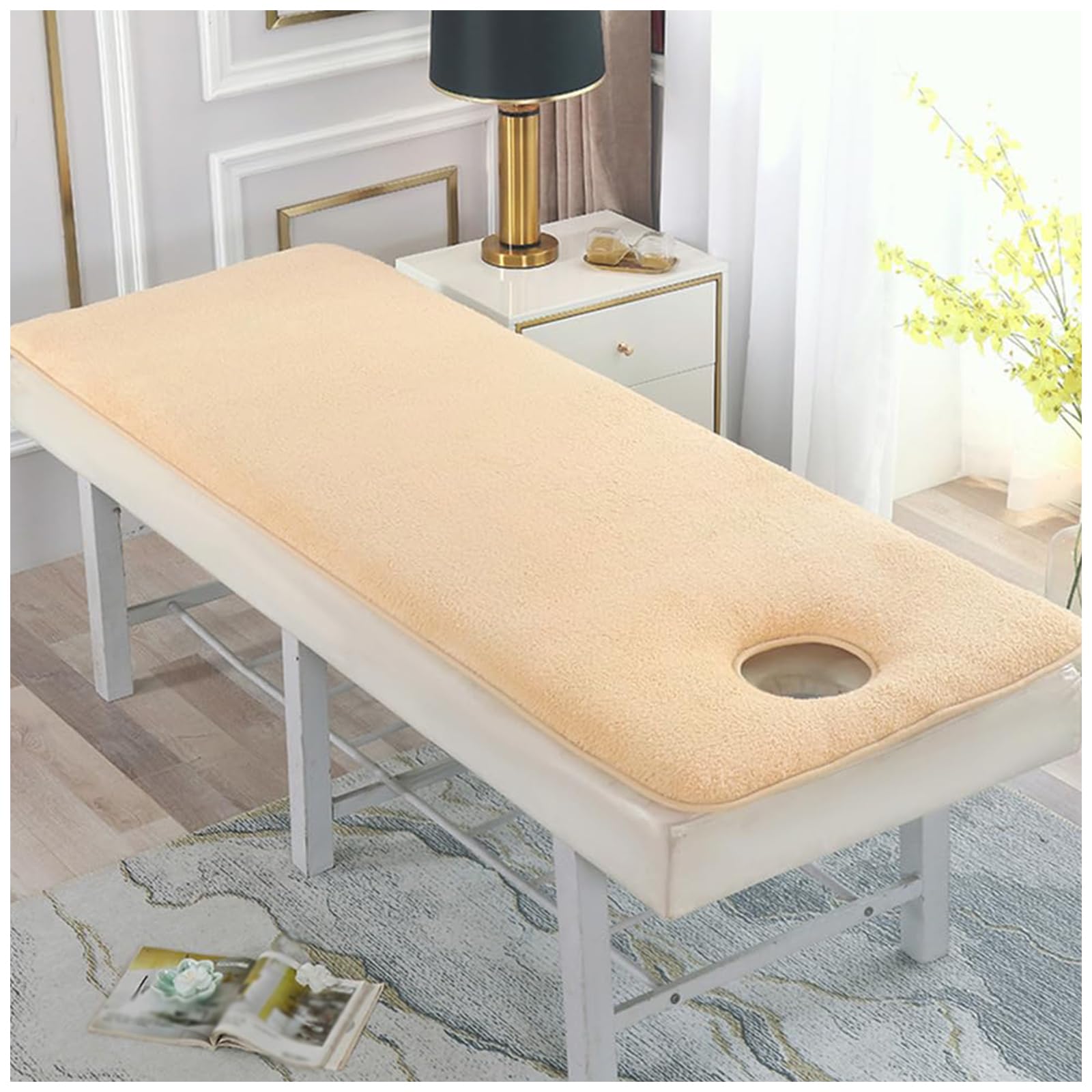 Wygodna podkładka na stół z wełny jagnięcej antypoślizgowa gruba nakładka na materac z elastyczną taśmą do SPA i 80 x 190 cm narzuta na łóżko