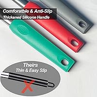 Vista 7 de Paquete de 2 espátulas, juego de espátulas de silicona sólida y ranurada, mango de acero inoxidable recubierto con silicona, espátulas