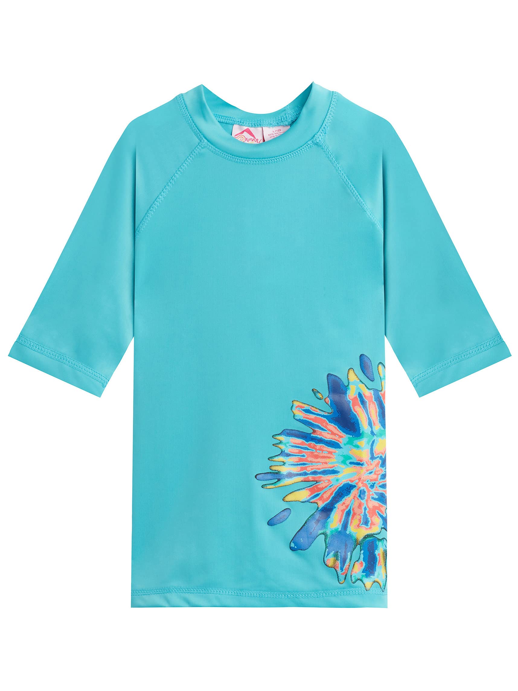 Kanu Surf Girls' Karlie UPF 50+ Sun Protective Rashguard Swim Shirt, Camille Aqua, 12