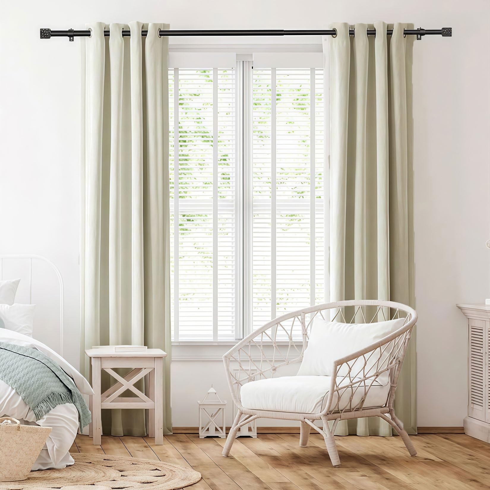 Liujyuan Beige Black Out Curtain 140 X 215 Cm Windproof, Rod Pocket, Room Darkening Thermal Curtains, Neutral Drapes Thermal Insulated, Solid Color For Balcony, Kithcen Window,
