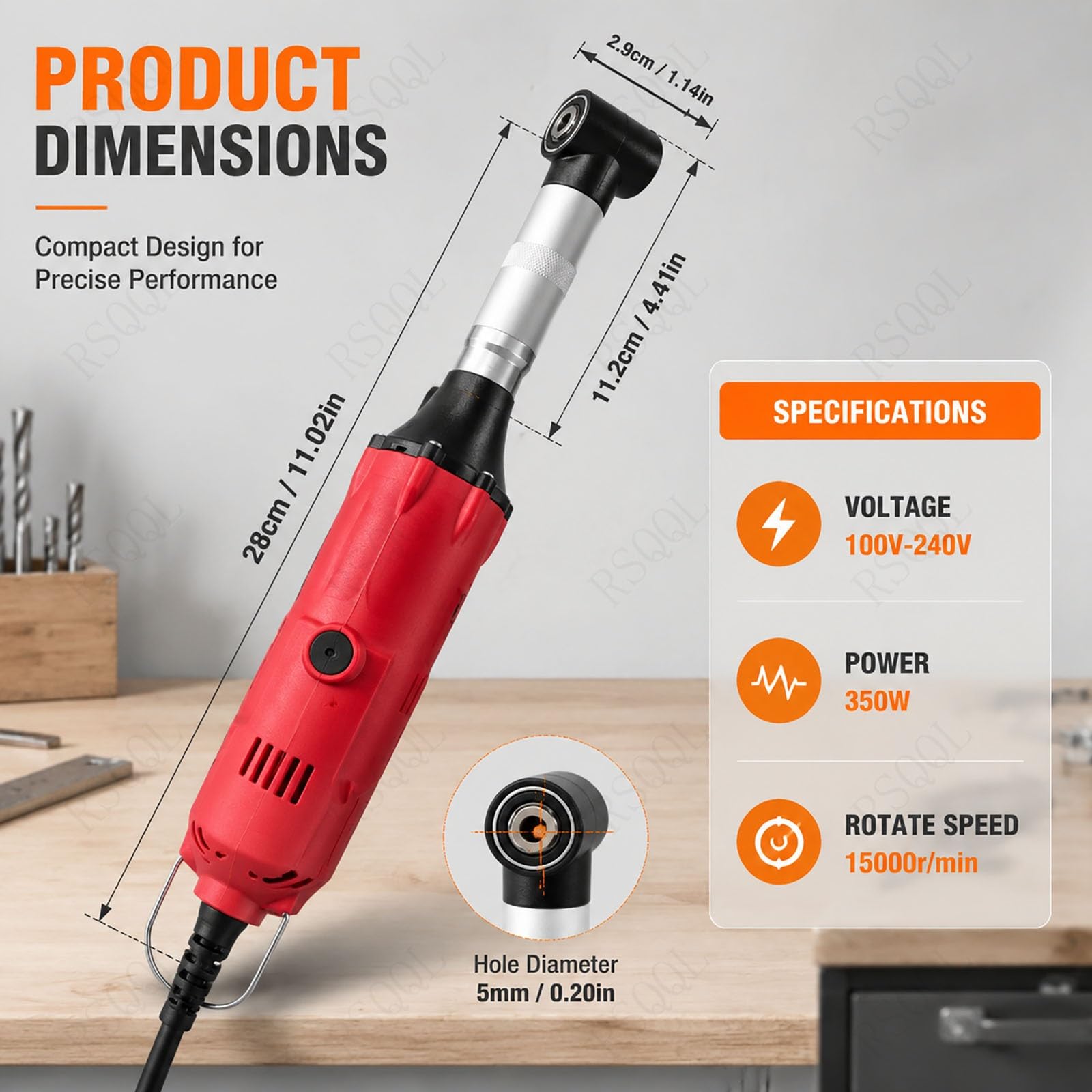 Abridor y limpiador eléctrico de juntas de pisos de baldosas de 350 W, ajustable en 6 velocidades, 15000 RPM, ángulo eficiente de 90°, for pulir, fresar y eliminar óxido