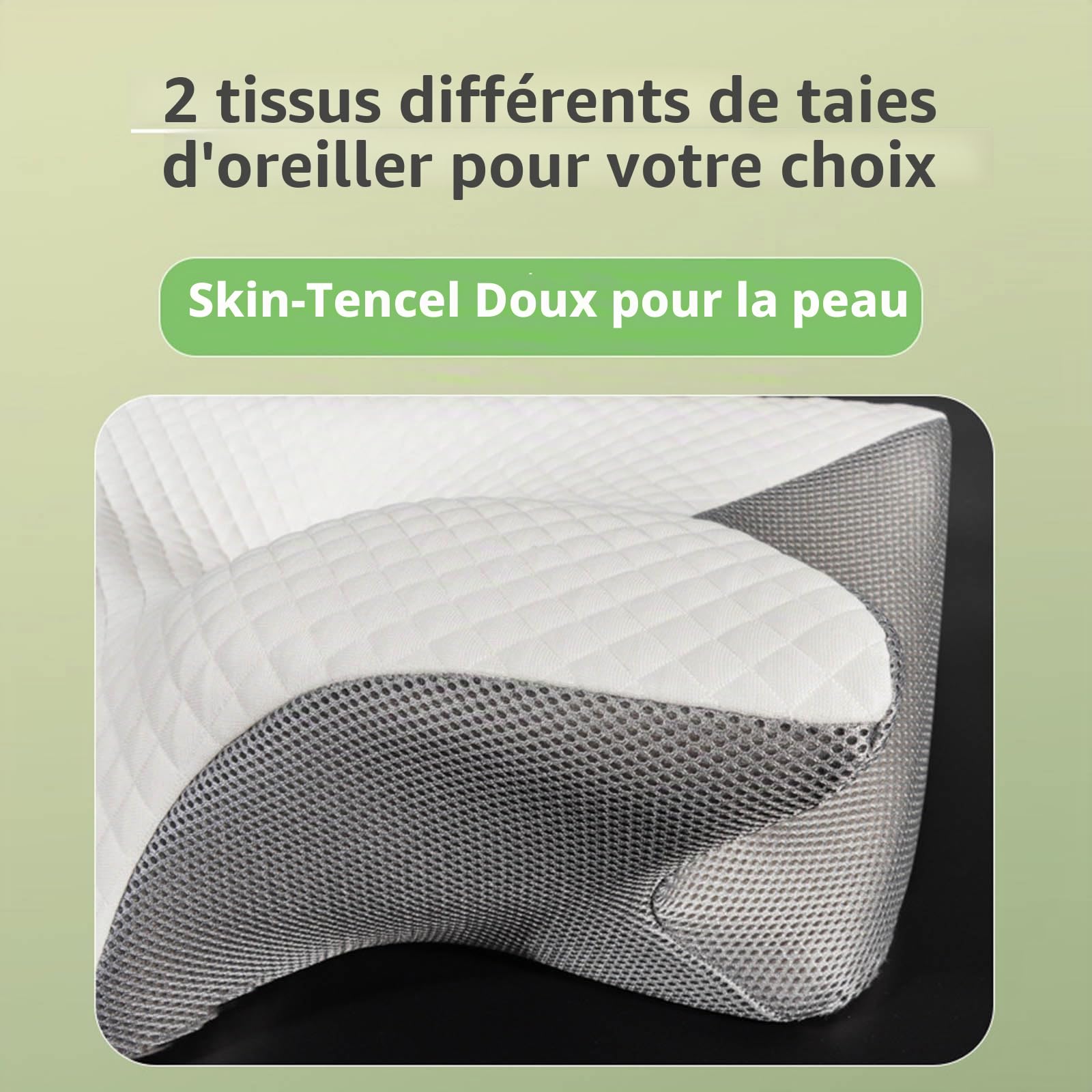 Xintianwang Oreiller Ergonomique Cervical, Dites Adieu Aux Douleurs Cervicales avec L’Oreiller,Ergonomique en Mousse à Mémoire De Forme 2 en 1, pour Sommeil Latéral Et Dorsal (Noir)
