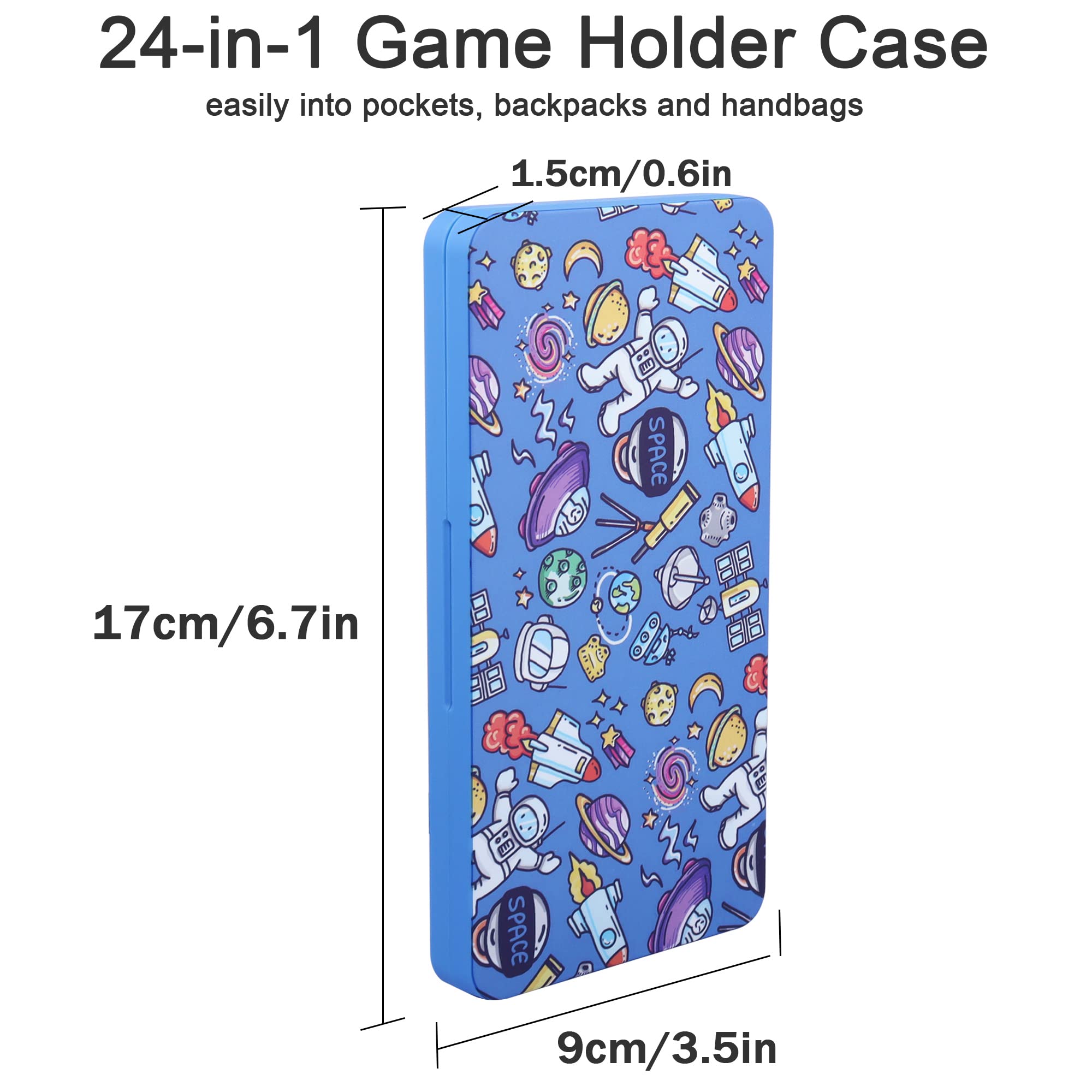 QIANRENON 24 en 1 Switch Tarjeta Caja Organizador Magnética MicroSD Juego Tarjeta Almacenamiento Caja, Acomoda 24 NDS+24 MicroSD tarjeta, para NDS Switch OLED Switch Lite, Azul /Patrón Astronómico