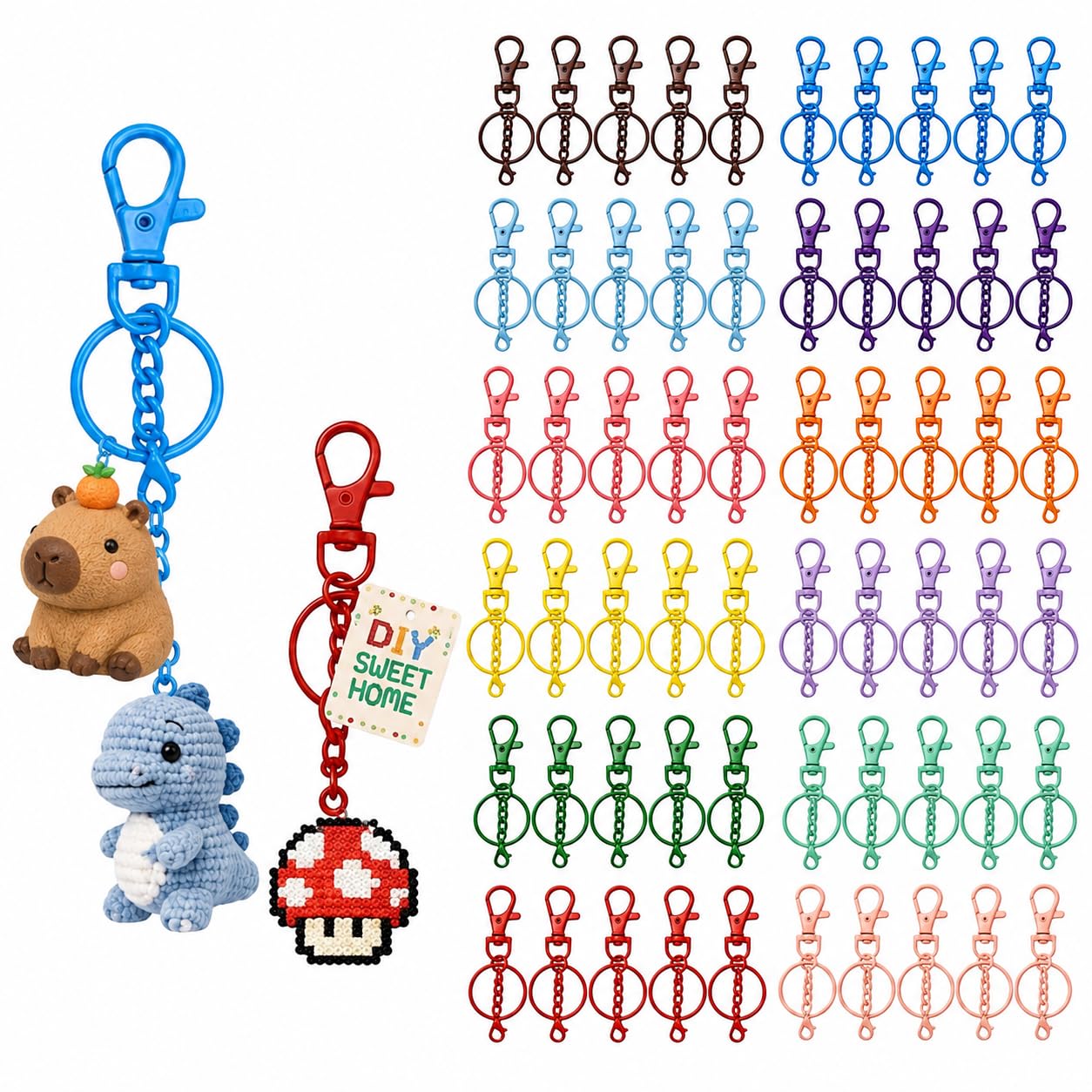 Fermoirs mousquetons 12 couleurs pour loisirs créatifs et breloques