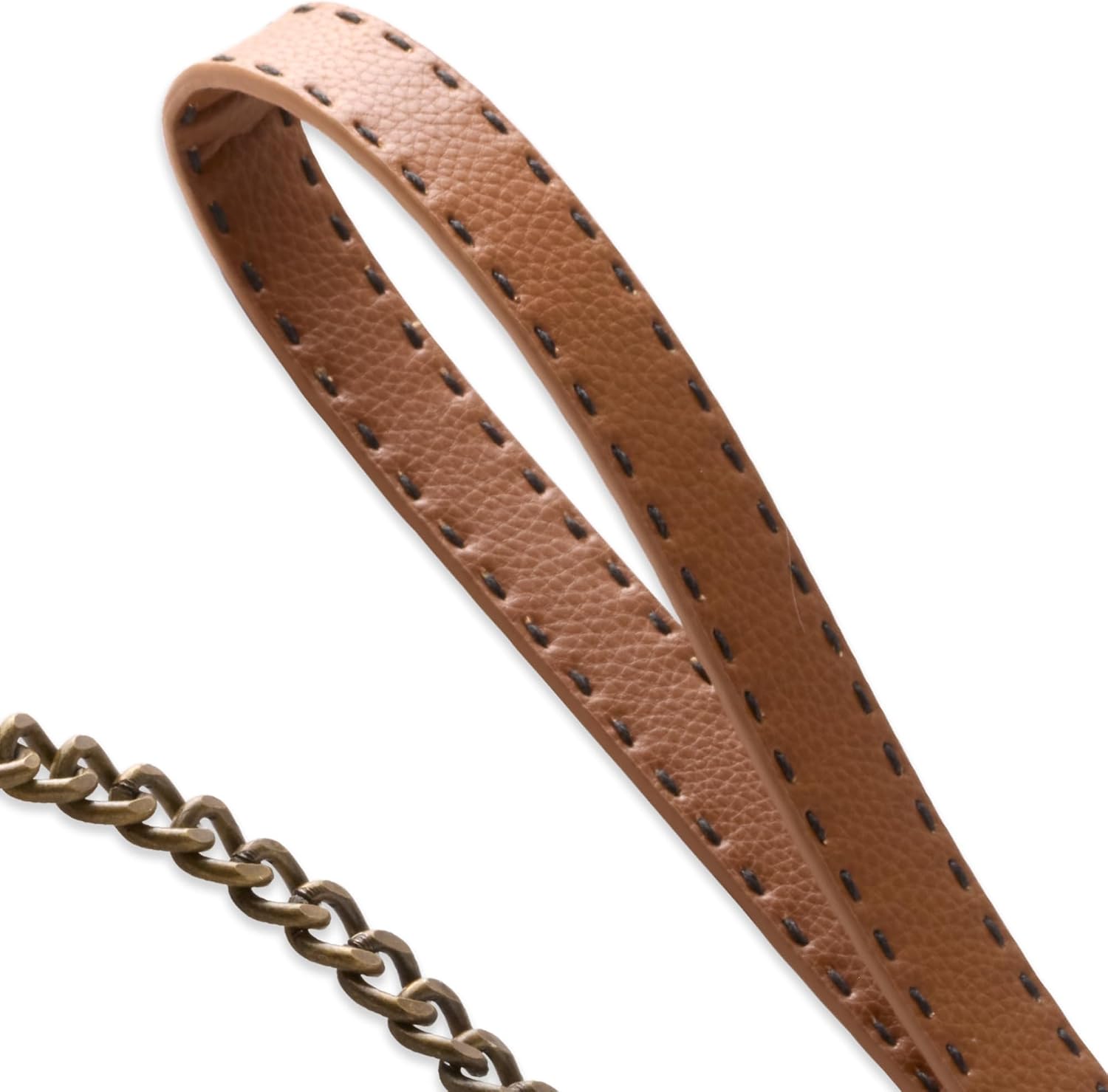 Pet Passion Links - The Saddle Stitch Vegan Leather Chain Dog Leash, 6 Ft., Durable Heavy Duty Pet Leash, for Small, Medium and Large Dogs​, Chestnut Hunter, One Size