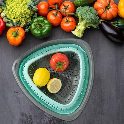 Miniatura 3 de Colador plegable, colador plegable, colador plegable triangular, cuenco de lavado multifuncional, cesta de colador plegable, colador de cocina