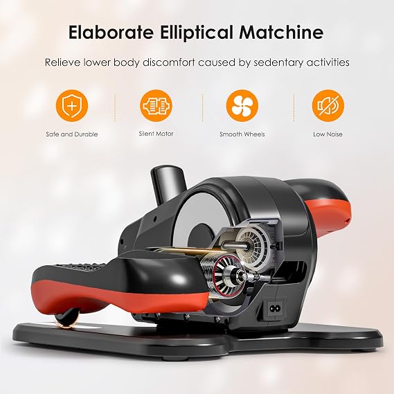 Under Desk Elliptical Machine for Seniors Compact, Quiet & Portable Mini Leg Pedal Exerciser with Adjustable Speed and LED Display for Home and Office Workouts