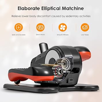Under Desk Elliptical Machine for Seniors Compact, Quiet & Portable Mini Leg Pedal Exerciser with Adjustable Speed and LED Display for Home and Office Workouts