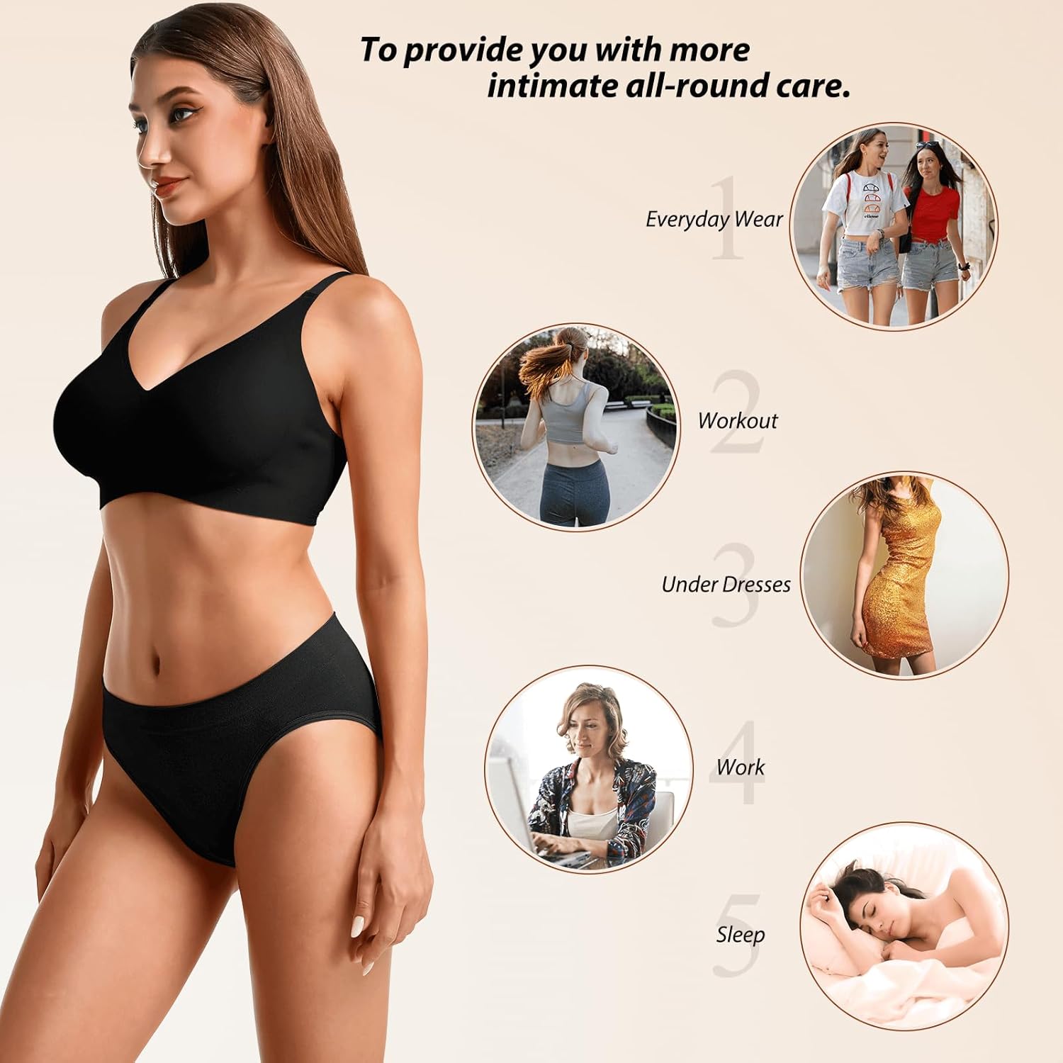 Women's Hi Cut Seamless Underwear - Mid Rise Nylon Soft Stretchy Panties No Show Full Coverage Briefs Multipack - Image 6