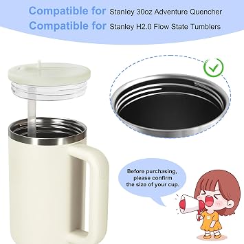 2pcs Leakproof Lid with Straw for Stanley Replacement,No-Spill Cup Lids for Stanley Quencher,Tumbler Flip Straw Lid for Stanley Accessories (Pink, 30oz)