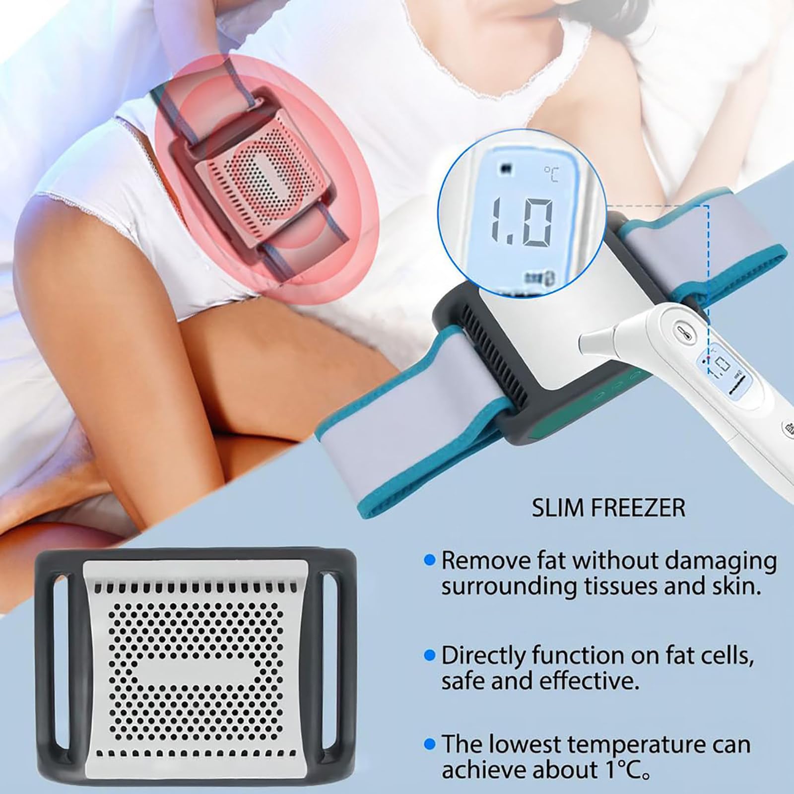 CongéLateur De Graisse Domestique, Machine De Remodelage Corporel par Cryolipolyse, Minuterie 30min/60min, BrûLeur De Graisse Abdominale, pour Abdomen, Bras, Cuisses, pour Hommes Et Femmes