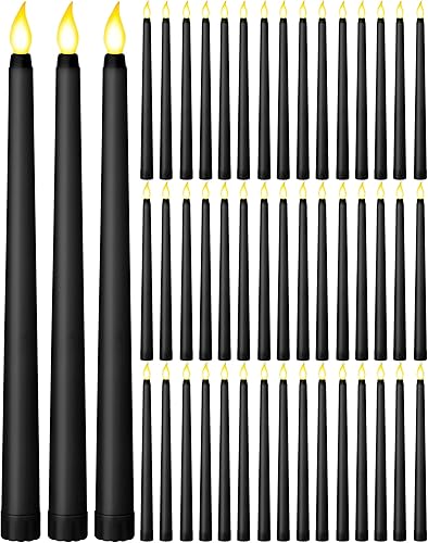 Funtery 48 velas LED cónicas sin llama, funcionan con pilas, velas LED a granel parpadeantes para San Valentín, iglesia, boda, carnaval, decoración