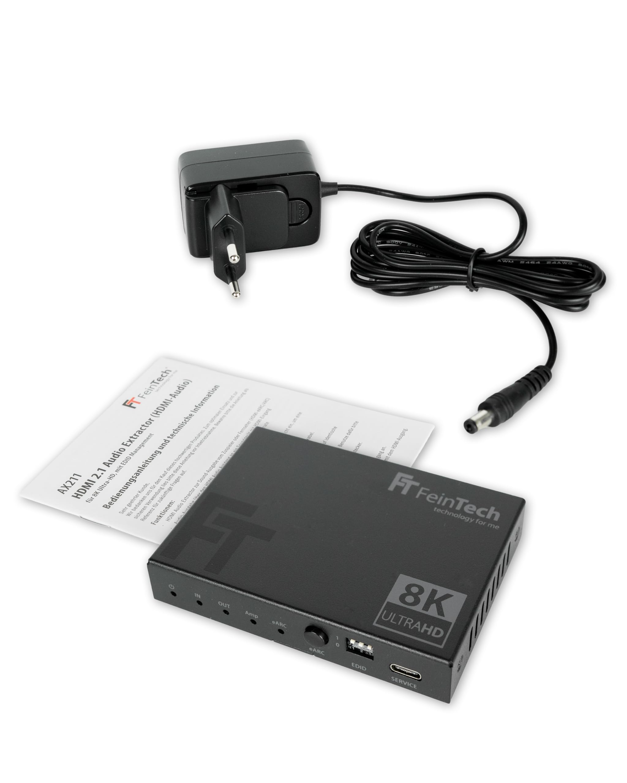 FeinTech AX211 HDMI 2.1 Audio Extractor (HDMI Audio Output) Splitter 1 in 2 out 8K 4K 120Hz eARC