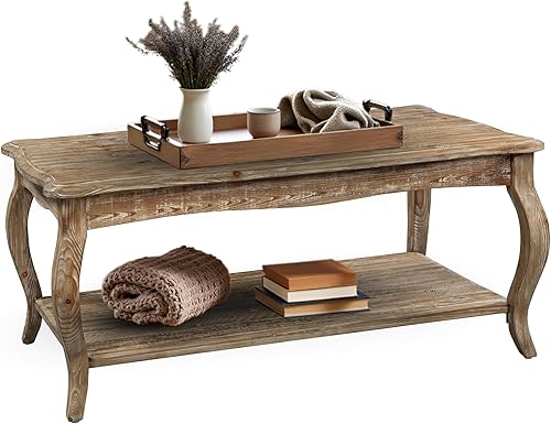 Mesa de centro de madera reciclada de Austerity con estante abierto, madera de deriva