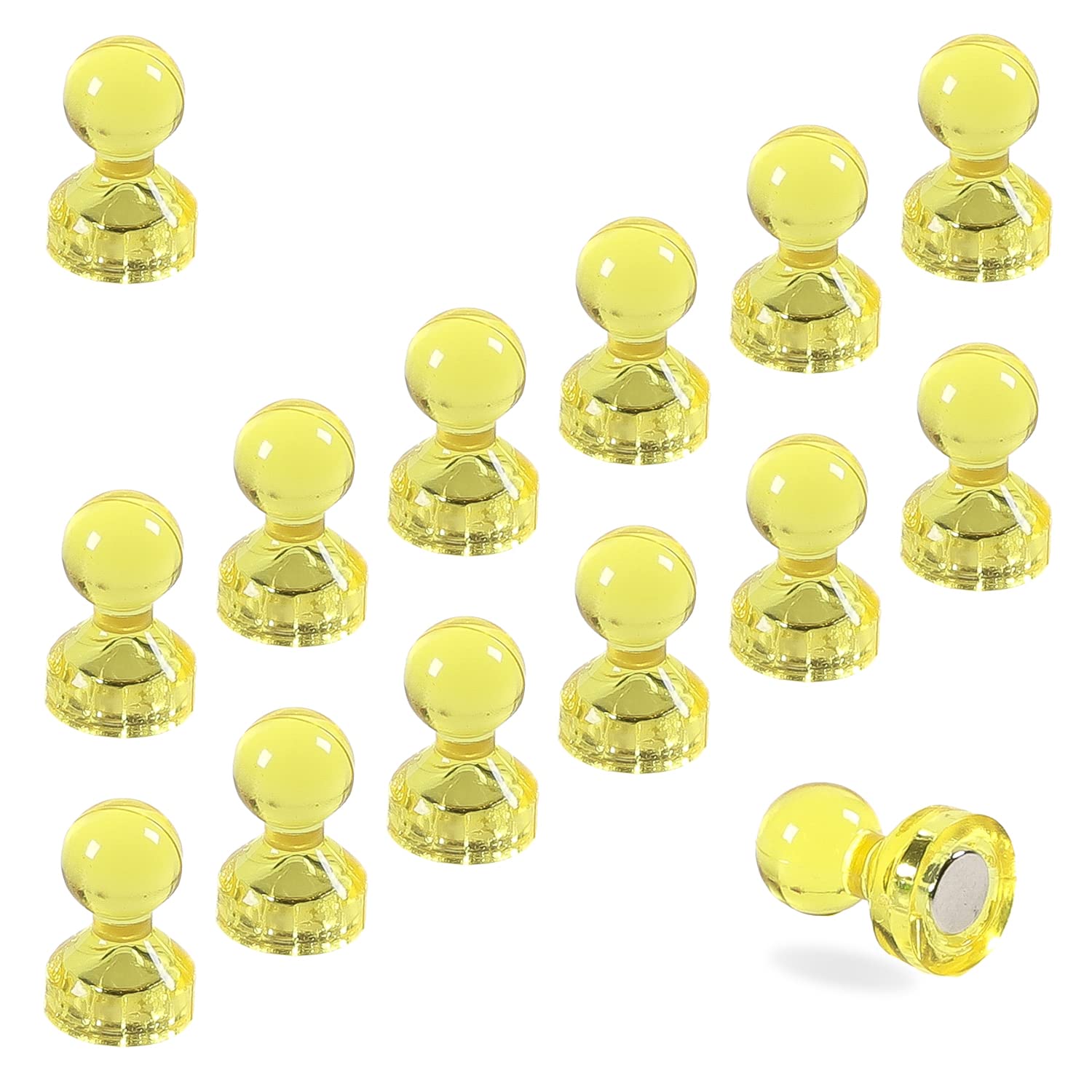 The Magnet Shop Yellow Tms Small Strong Fridge Magnets, 14 Magnetic Push Pins For Whiteboards, Office Calendars, Wire Wall Notice Boards, Maps, Memo Boards, Neodymium Skittle Marker Magnets (, Small (14 Pins))