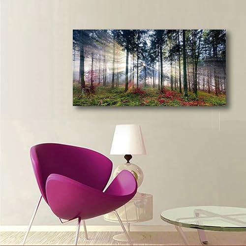 Miniatura 7 de Lienzo decorativo para pared, paisaje natural, árbol de amanecer, 30 x 60 pulgadas, decoración de pared para sala de estar, bosque, pintura de