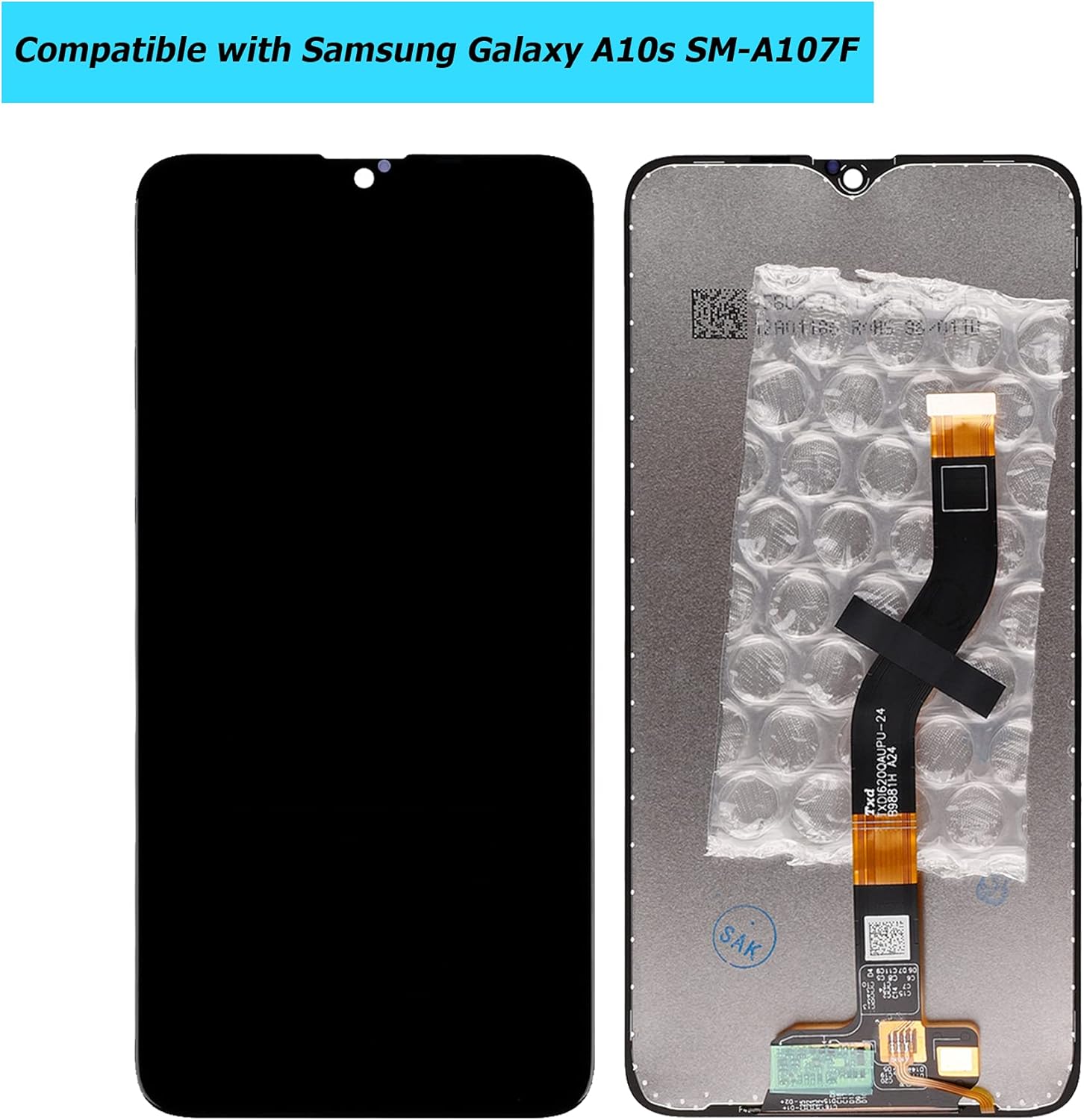 Replacement AMOLED LCD Display Compatible with Samsung Galaxy A10s SM-A107F, SM-A107M 6.2" inch LCD Digitizer Touch Screen Assembly with Toolkit (Black)