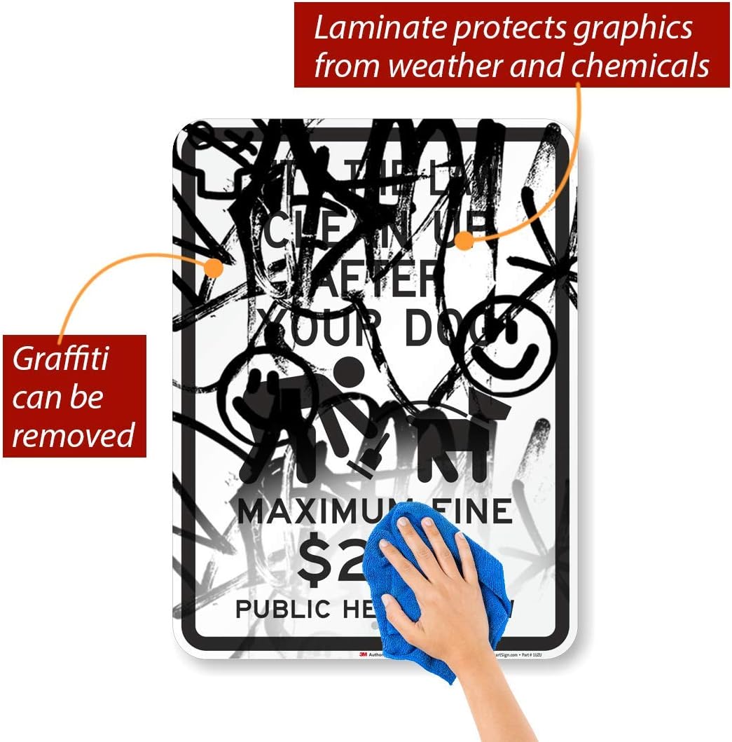 SmartSign "It’s The Law Clean Up After Your Dog, Maximum Fine $250" Sign | 18" x 24" 3M Engineer Grade Reflective Aluminum